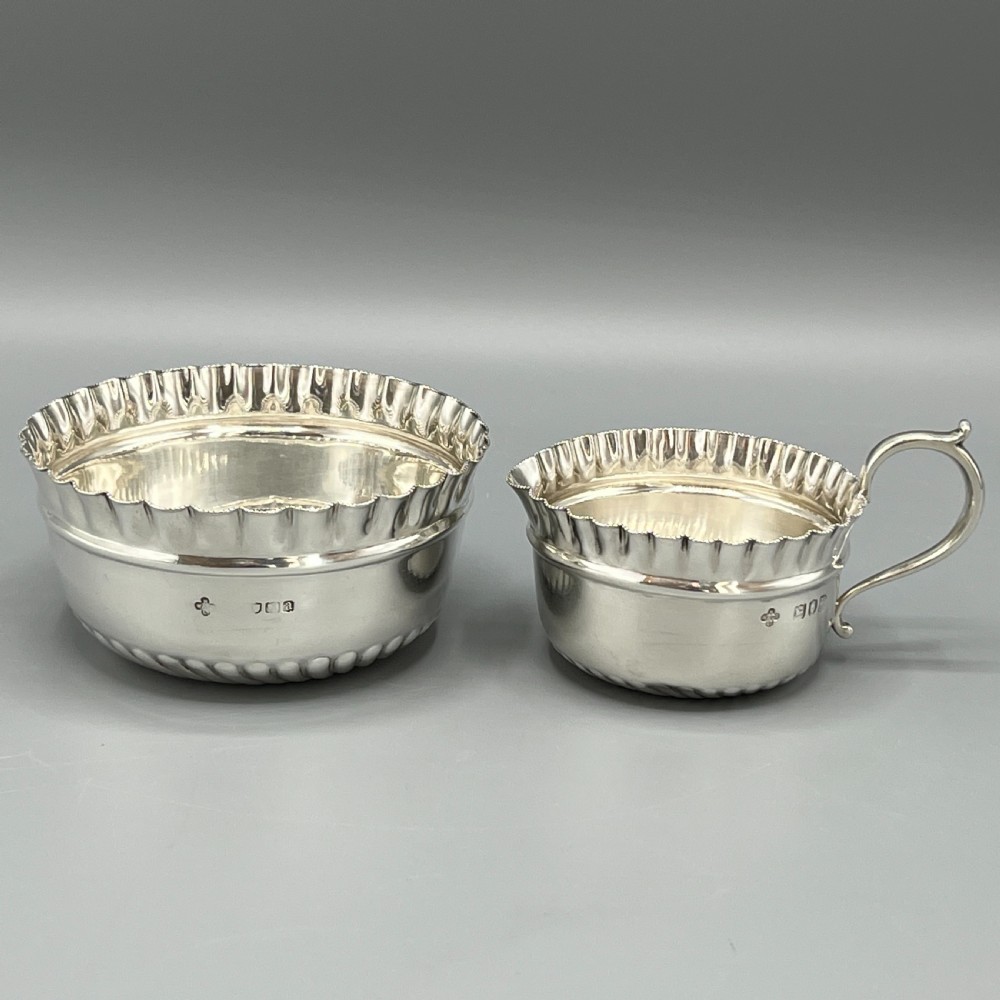 Victorian Solid Sterling Silver Cream Jug & Sugar Bowl Set View III