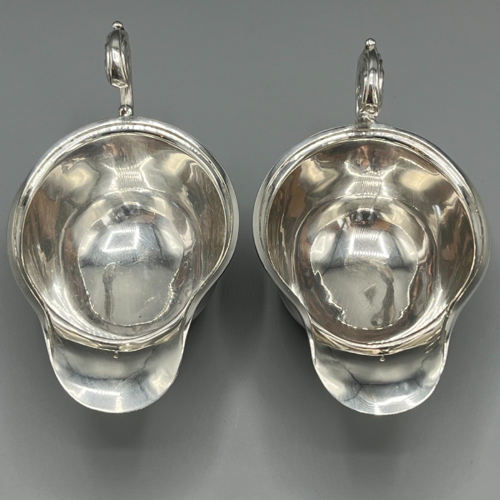 Pair Art Deco Period Solid Sterling Silver Sauce Boats  View VIII