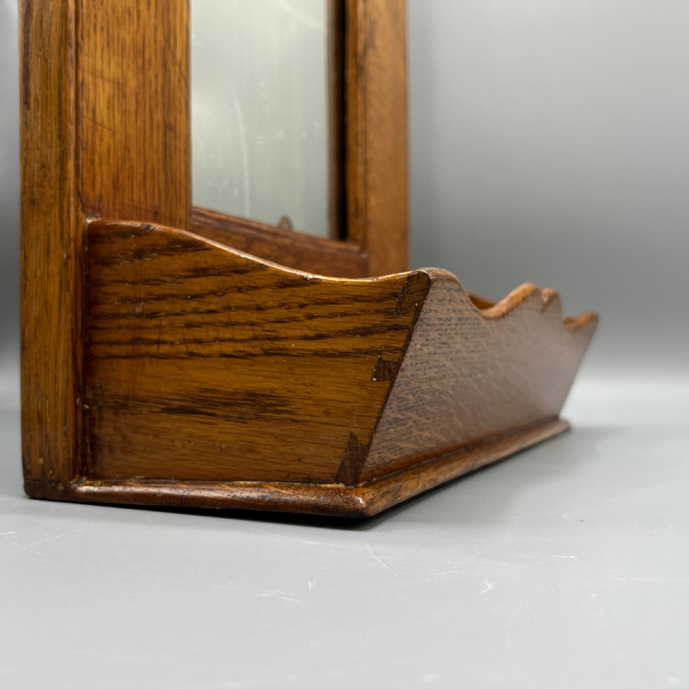 Arts & Crafts Solid Oak Hall Wall Mirror with Candle Box View VIII