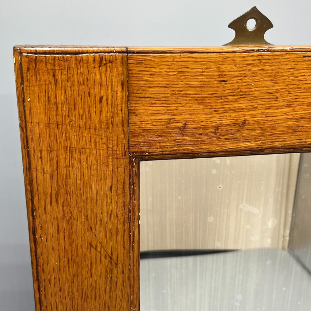 Arts & Crafts Solid Oak Hall Wall Mirror with Candle Box View XII