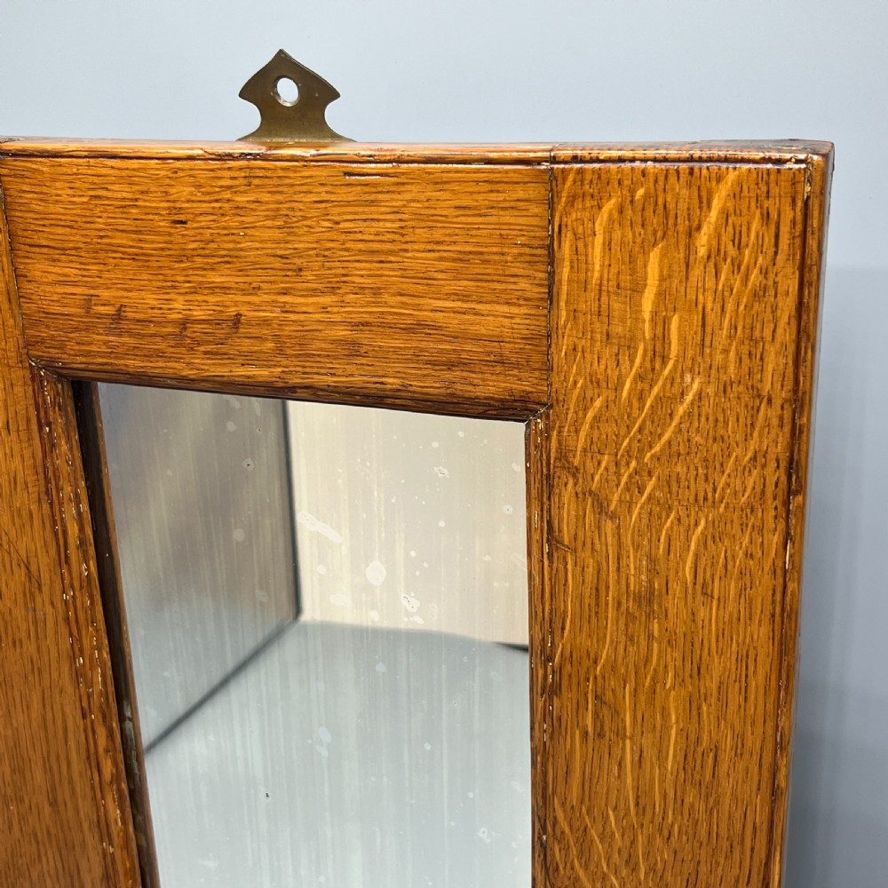 Arts & Crafts Solid Oak Hall Wall Mirror with Candle Box View XIII