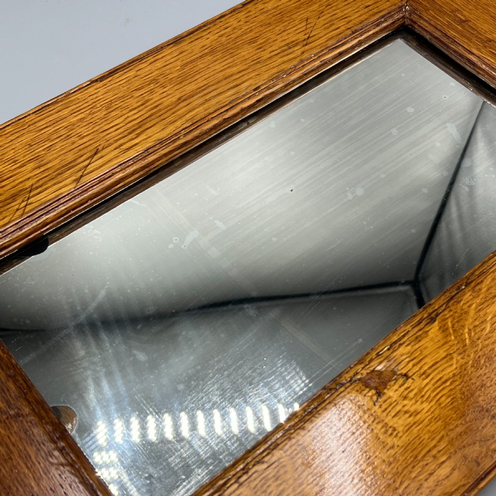 Arts & Crafts Solid Oak Hall Wall Mirror with Candle Box View XIX