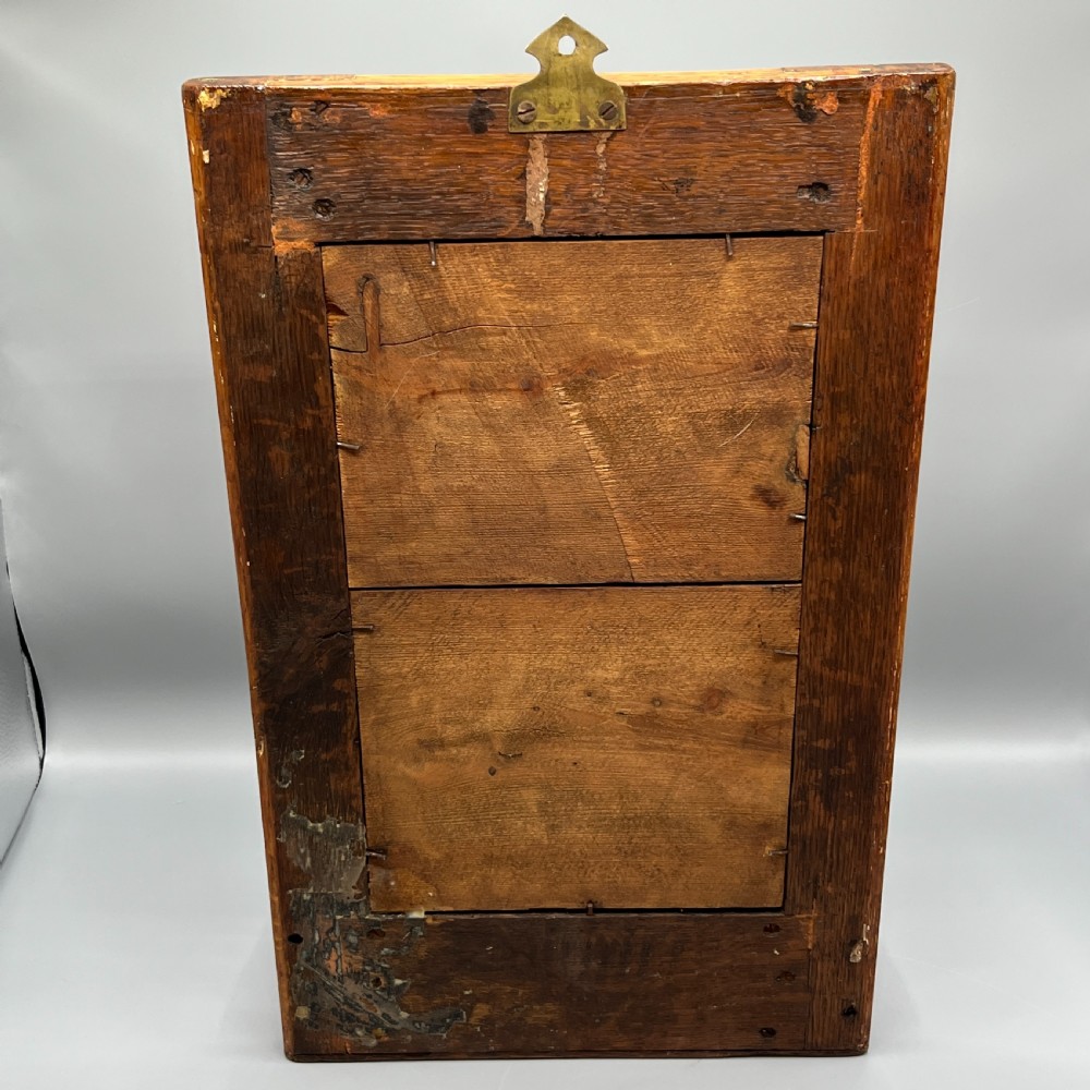 Arts & Crafts Solid Oak Hall Wall Mirror with Candle Box View XX