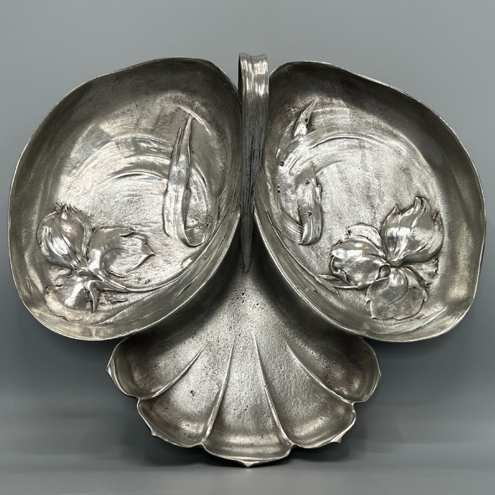 Art Nouveau Jugendstil Pewter Hors d'Oeuvre Dish / Divided Serving Dish by Orivit View II