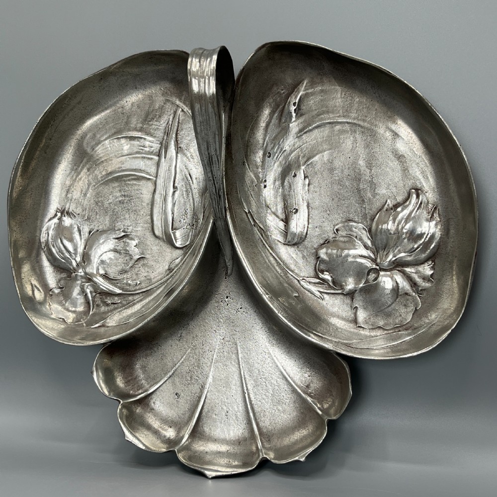 Art Nouveau Jugendstil Pewter Hors d'Oeuvre Dish / Divided Serving Dish by Orivit View IV