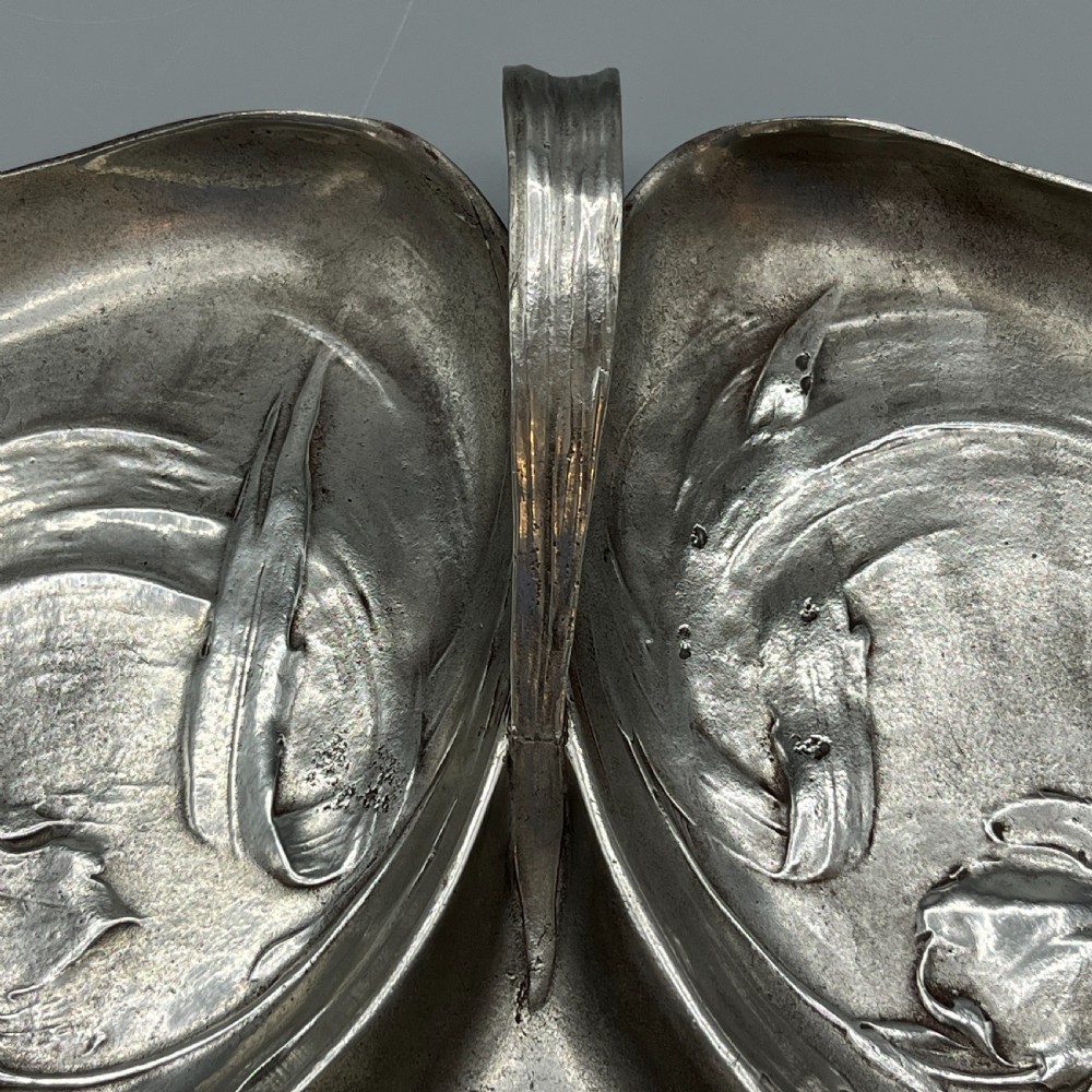 Art Nouveau Jugendstil Pewter Hors d'Oeuvre Dish / Divided Serving Dish by Orivit View VIII