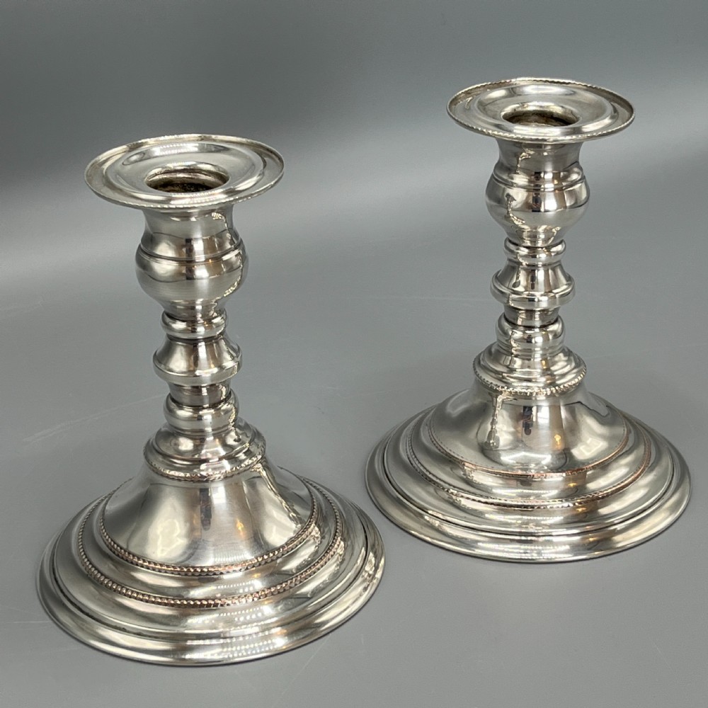 Pair Quality Art Deco Sheffield Silver Plated Candlesticks View III