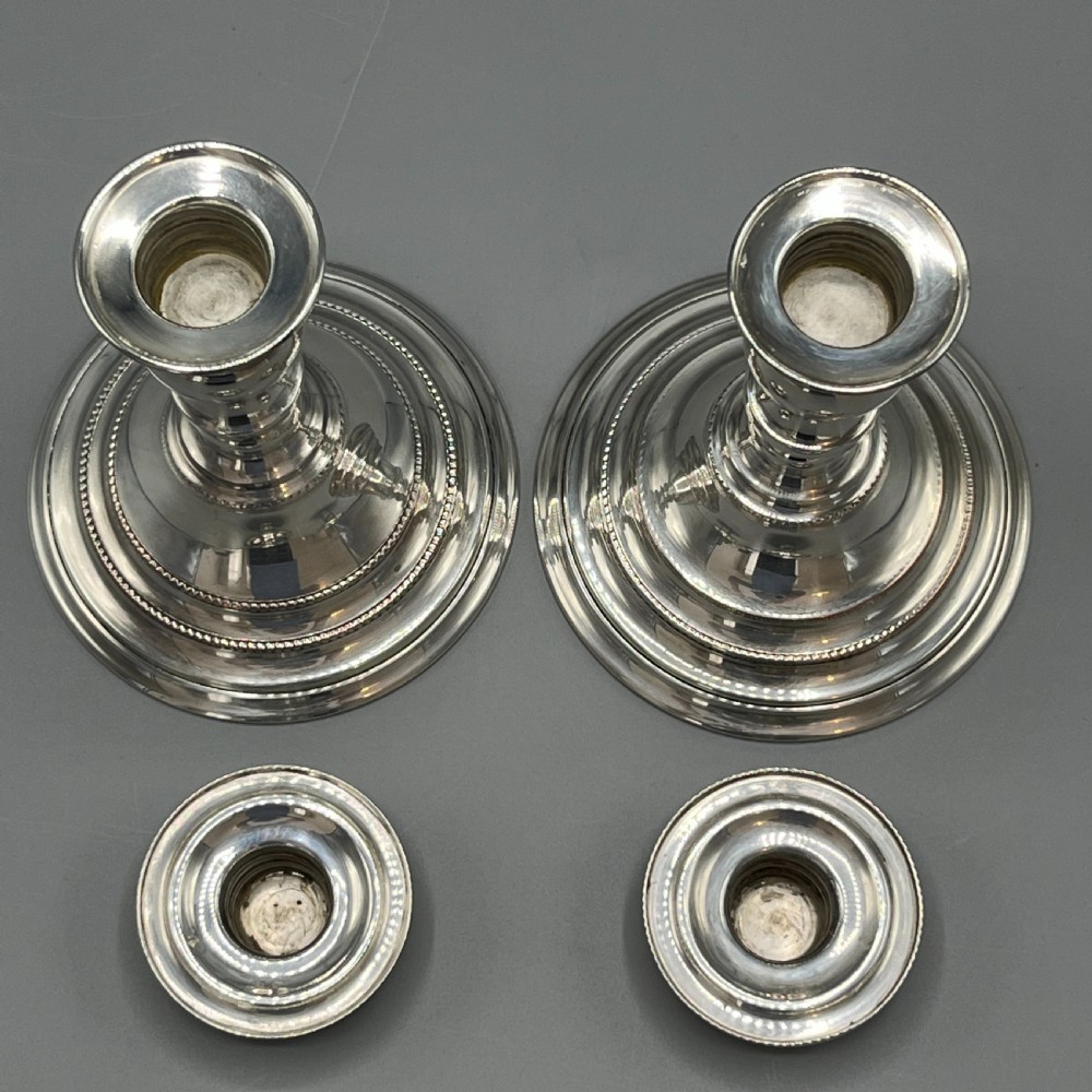 Pair Quality Art Deco Sheffield Silver Plated Candlesticks View V