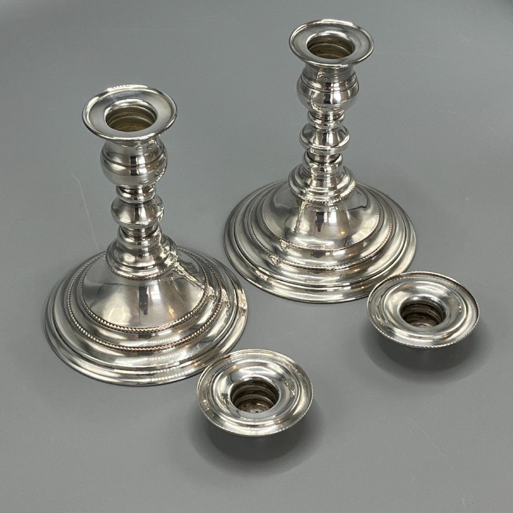 Pair Quality Art Deco Sheffield Silver Plated Candlesticks View VI
