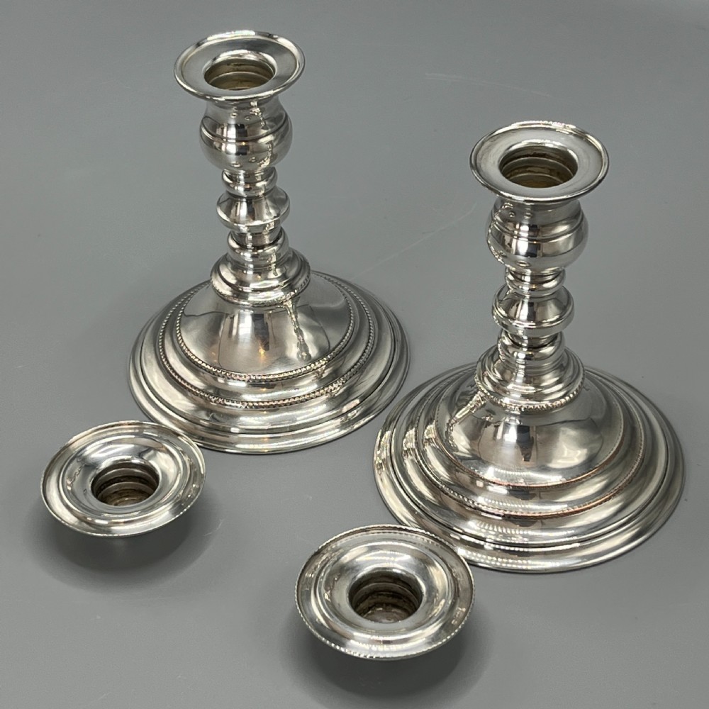 Pair Quality Art Deco Sheffield Silver Plated Candlesticks View VII