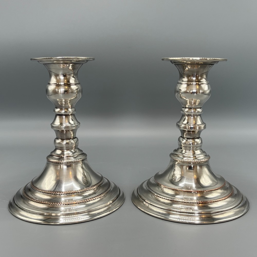 Pair Quality Art Deco Sheffield Silver Plated Candlesticks View IX