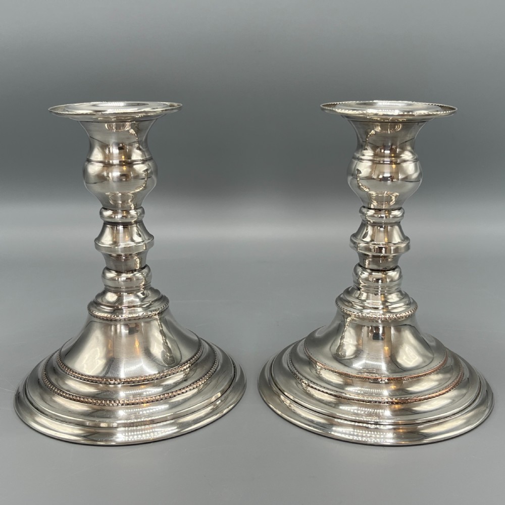 Pair Quality Art Deco Sheffield Silver Plated Candlesticks View X