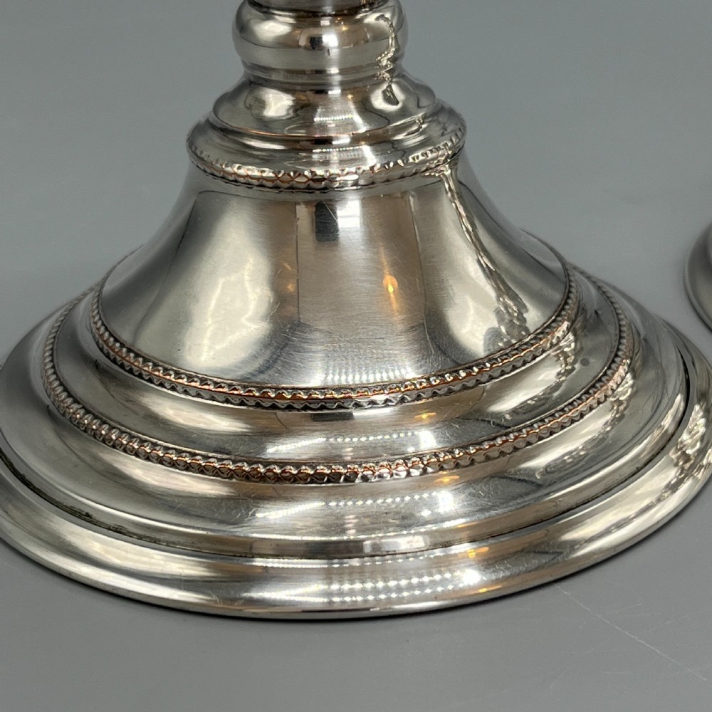 Pair Quality Art Deco Sheffield Silver Plated Candlesticks View XI
