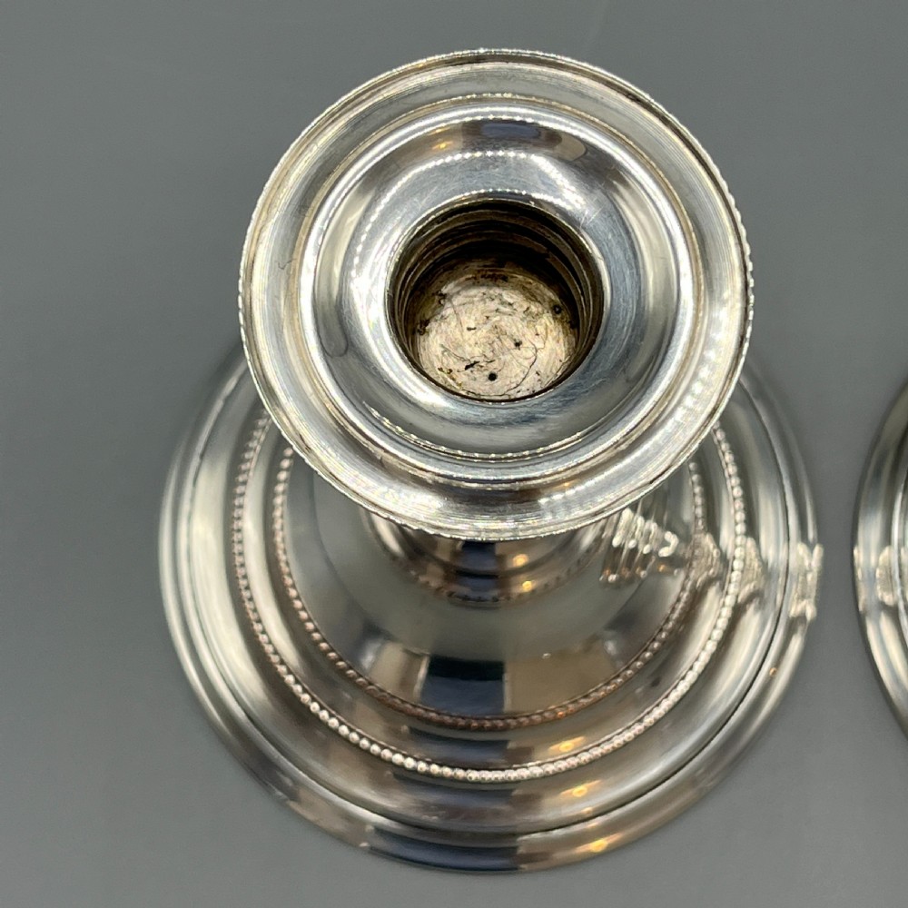 Pair Quality Art Deco Sheffield Silver Plated Candlesticks View XIII