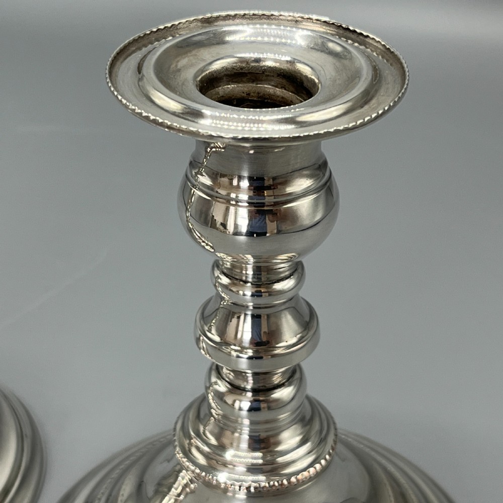 Pair Quality Art Deco Sheffield Silver Plated Candlesticks View XV