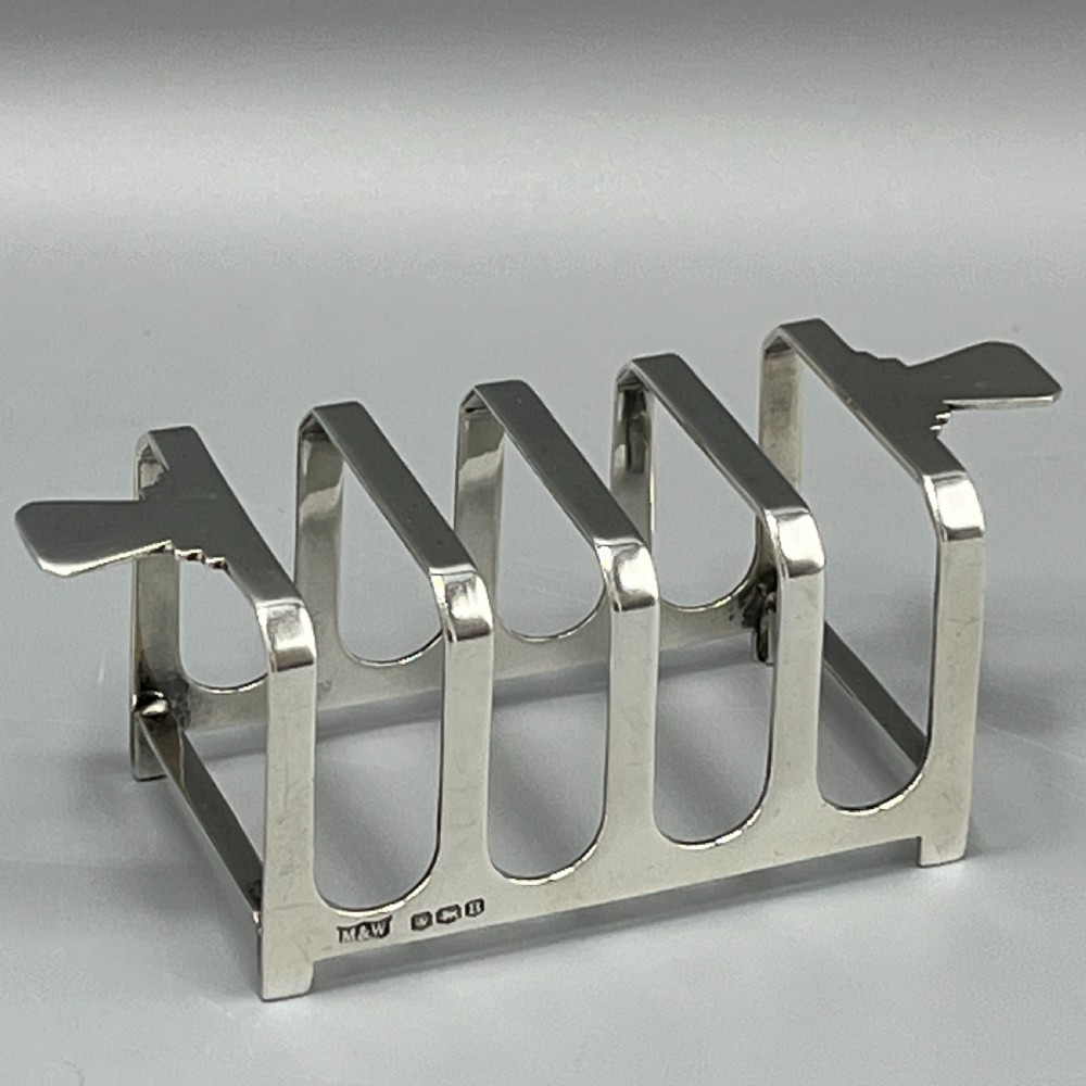 Solid Sterling Silver Toast Rack 1944 Mappin & Webb Art Deco