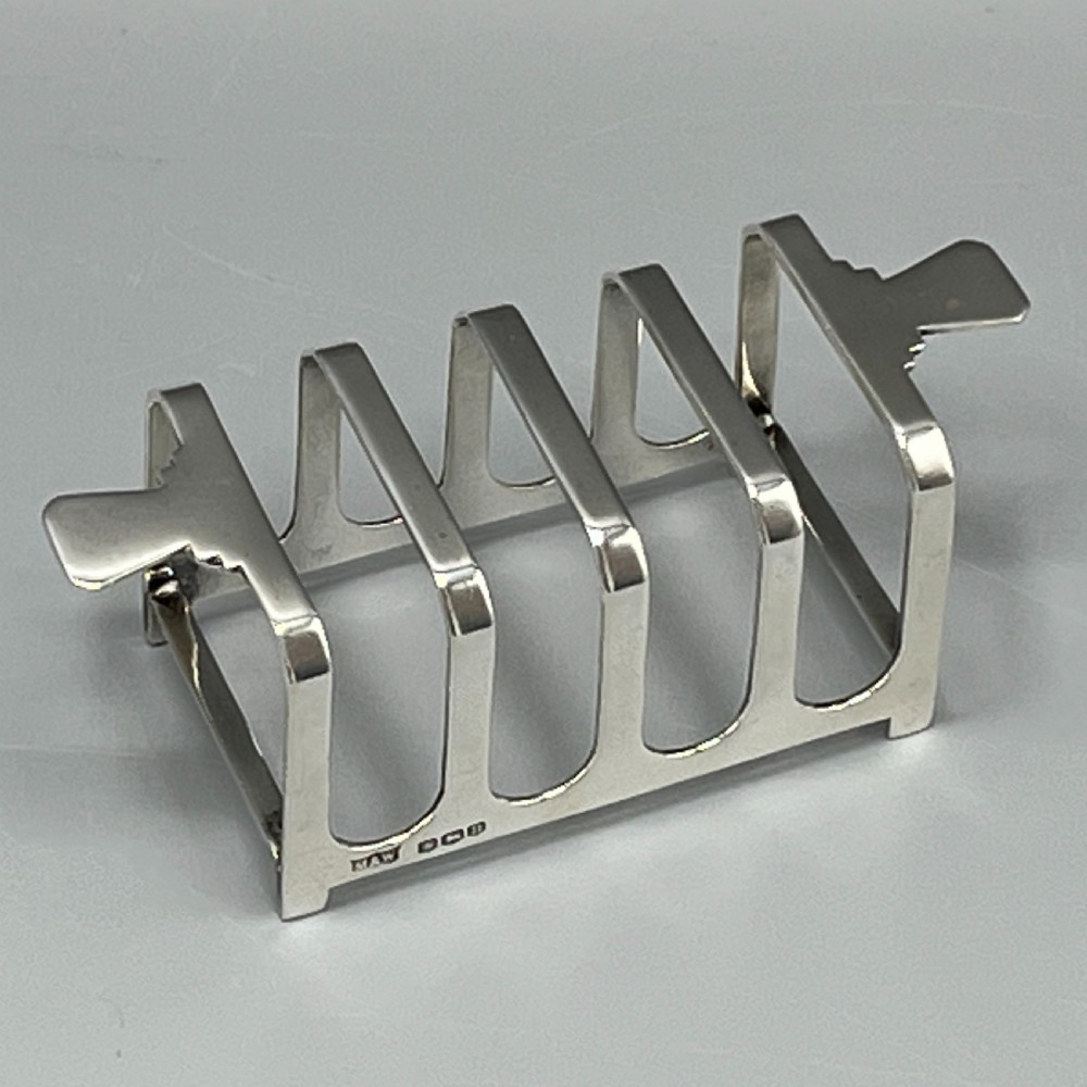 Solid Sterling Silver Toast Rack 1944 Mappin & Webb Art Deco View II