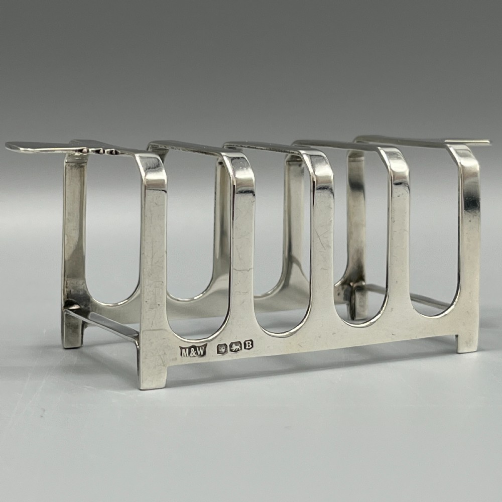 Solid Sterling Silver Toast Rack 1944 Mappin & Webb Art Deco View III