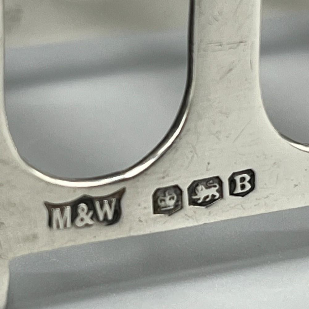 Solid Sterling Silver Toast Rack 1944 Mappin & Webb Art Deco View IV