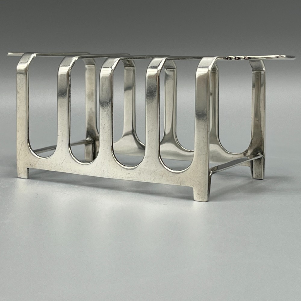 Solid Sterling Silver Toast Rack 1944 Mappin & Webb Art Deco View V