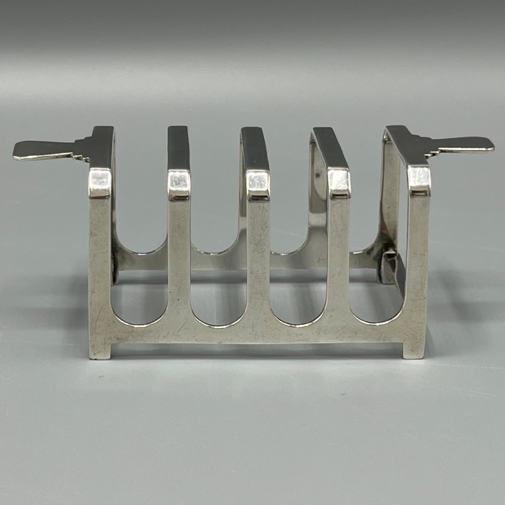 Solid Sterling Silver Toast Rack 1944 Mappin & Webb Art Deco View VI