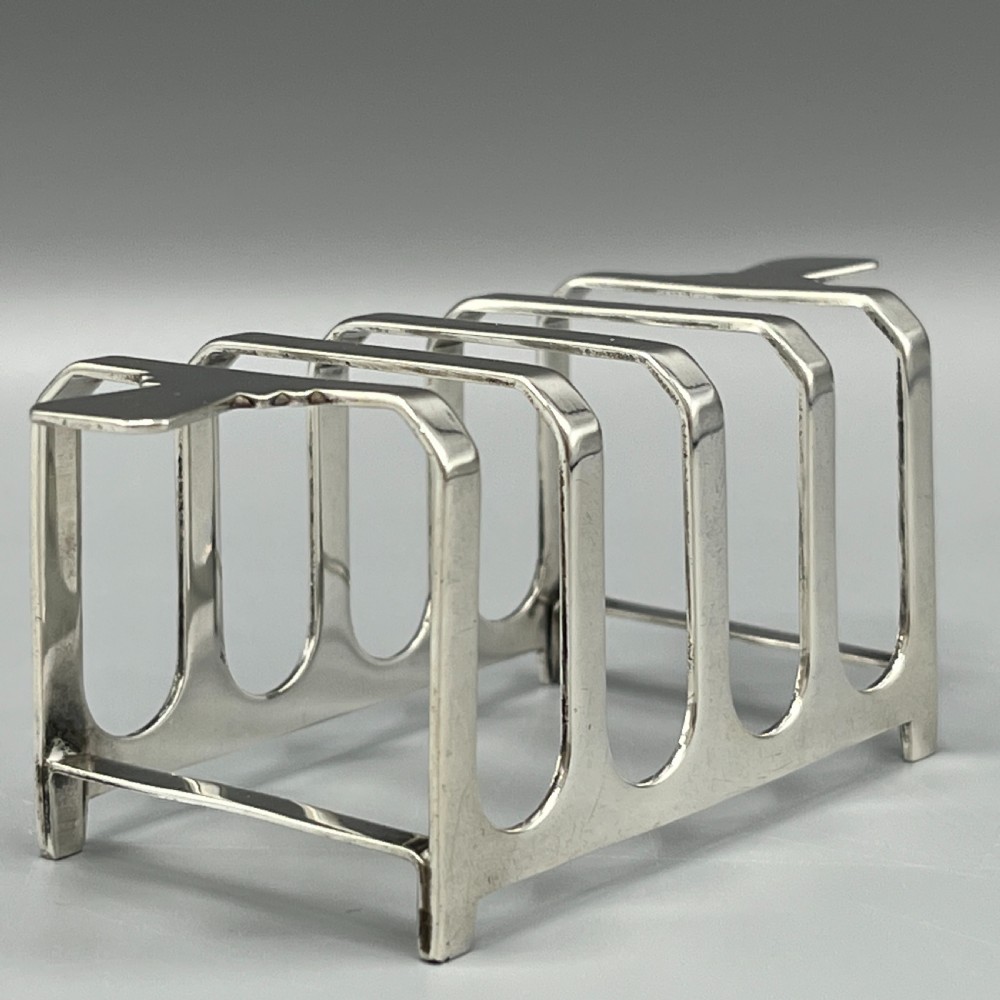 Solid Sterling Silver Toast Rack 1944 Mappin & Webb Art Deco View VII