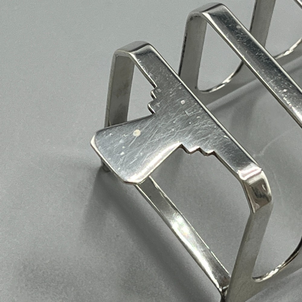 Solid Sterling Silver Toast Rack 1944 Mappin & Webb Art Deco View IX