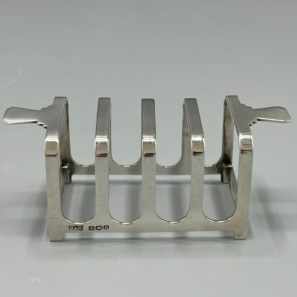 Solid Sterling Silver Toast Rack 1944 Mappin & Webb Art Deco View X
