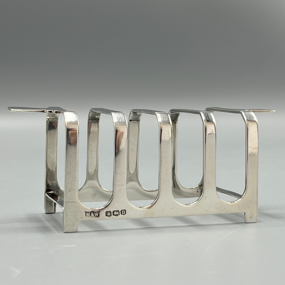 Solid Sterling Silver Toast Rack 1944 Mappin & Webb Art Deco View XI