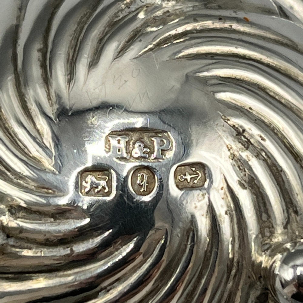 Pair Victorian Solid Sterling Silver Salts & Salt Spoons in Fitted Case View XII