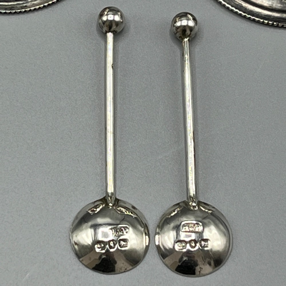 Pair Victorian Solid Sterling Silver Salts & Salt Spoons in Fitted Case View XIII