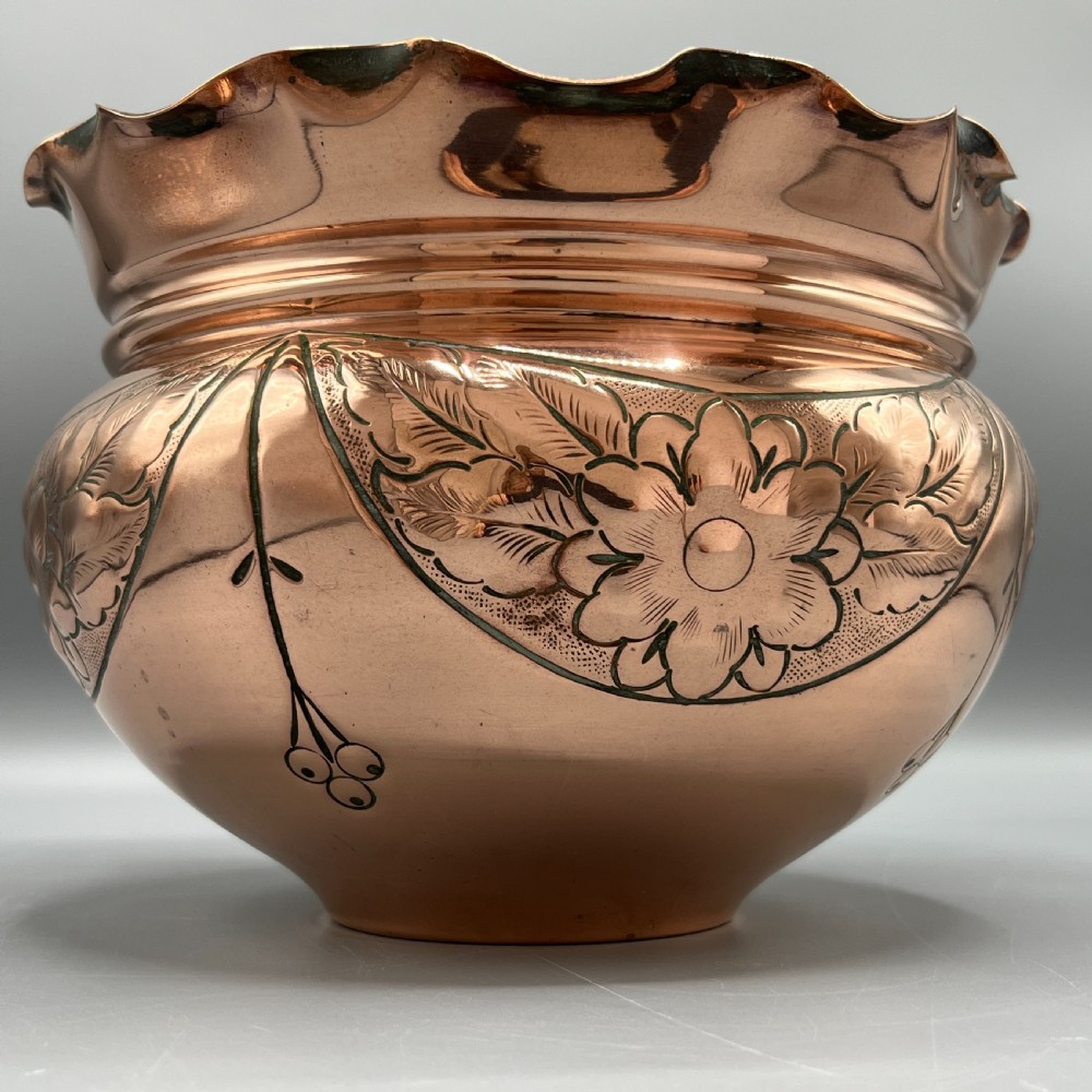 Edwardian Solid Copper Jardiniere Planter View V