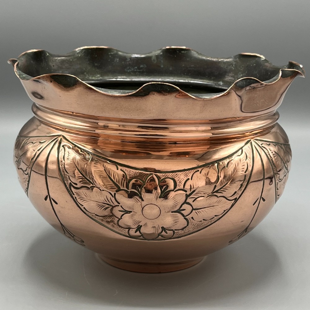 Edwardian Solid Copper Jardiniere Planter View X