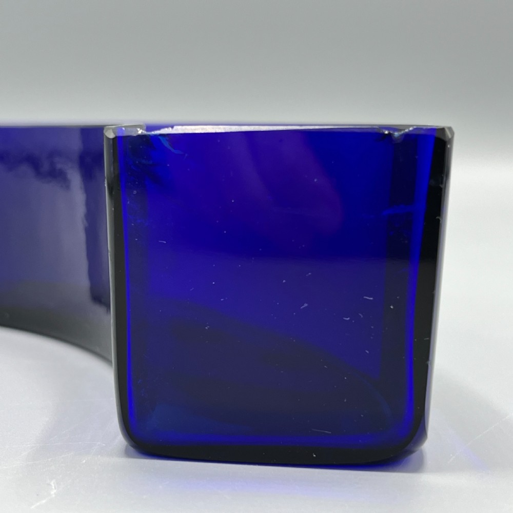 WMF German Silver Plated Small Curved Planter Trough with Original Blue Glass Liner View XVI
