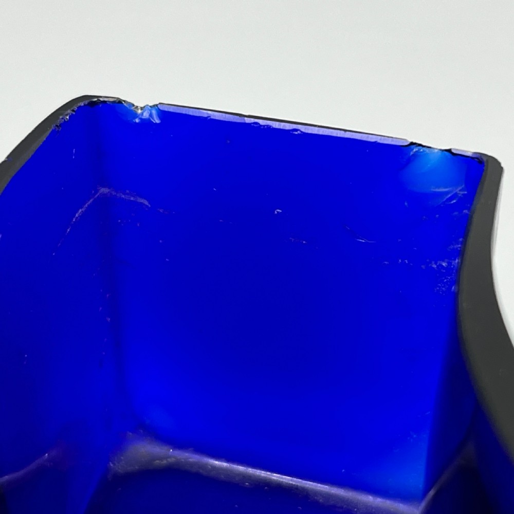 WMF German Silver Plated Small Curved Planter Trough with Original Blue Glass Liner View XVII