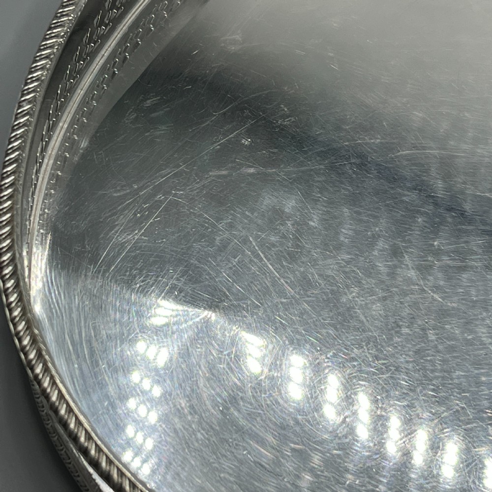 Edwardian Silver Plated Oval Gallery Serving Tray View XII