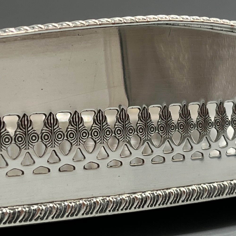 Edwardian Silver Plated Oval Gallery Serving Tray View XIV