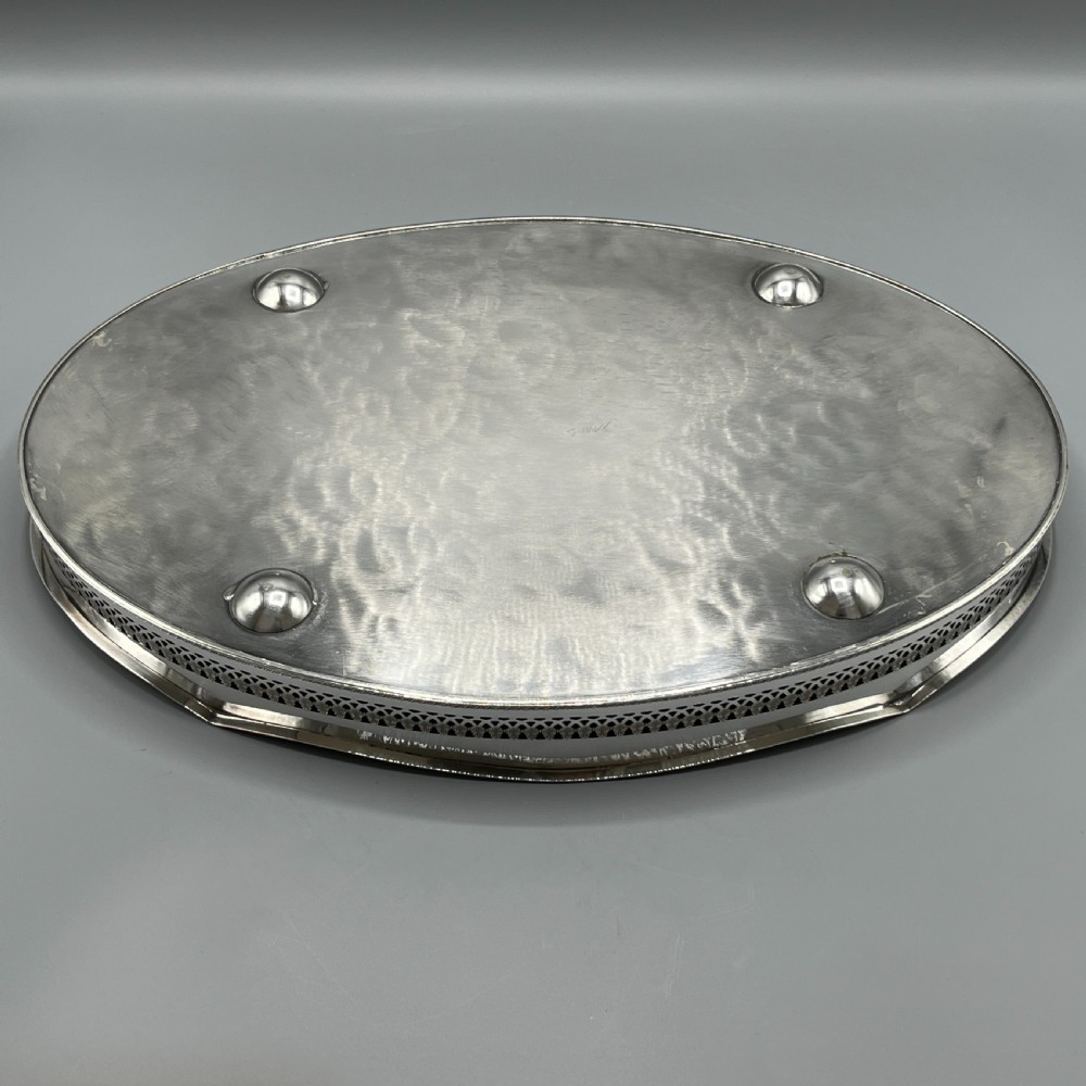 Edwardian Silver Plated Oval Gallery Serving Tray View XVI