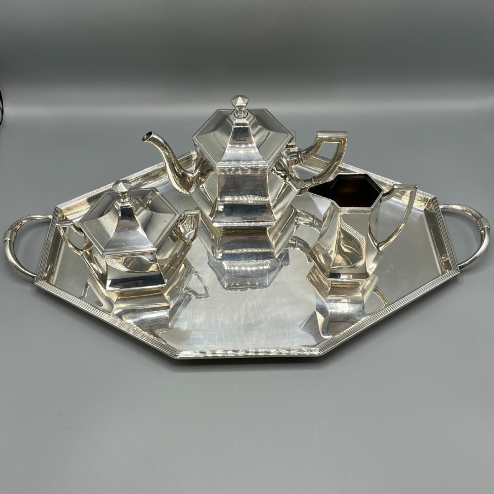 WMF Silver Plated Tea Tray Teapot Sugar Bowl & Cream Jug Tea Set