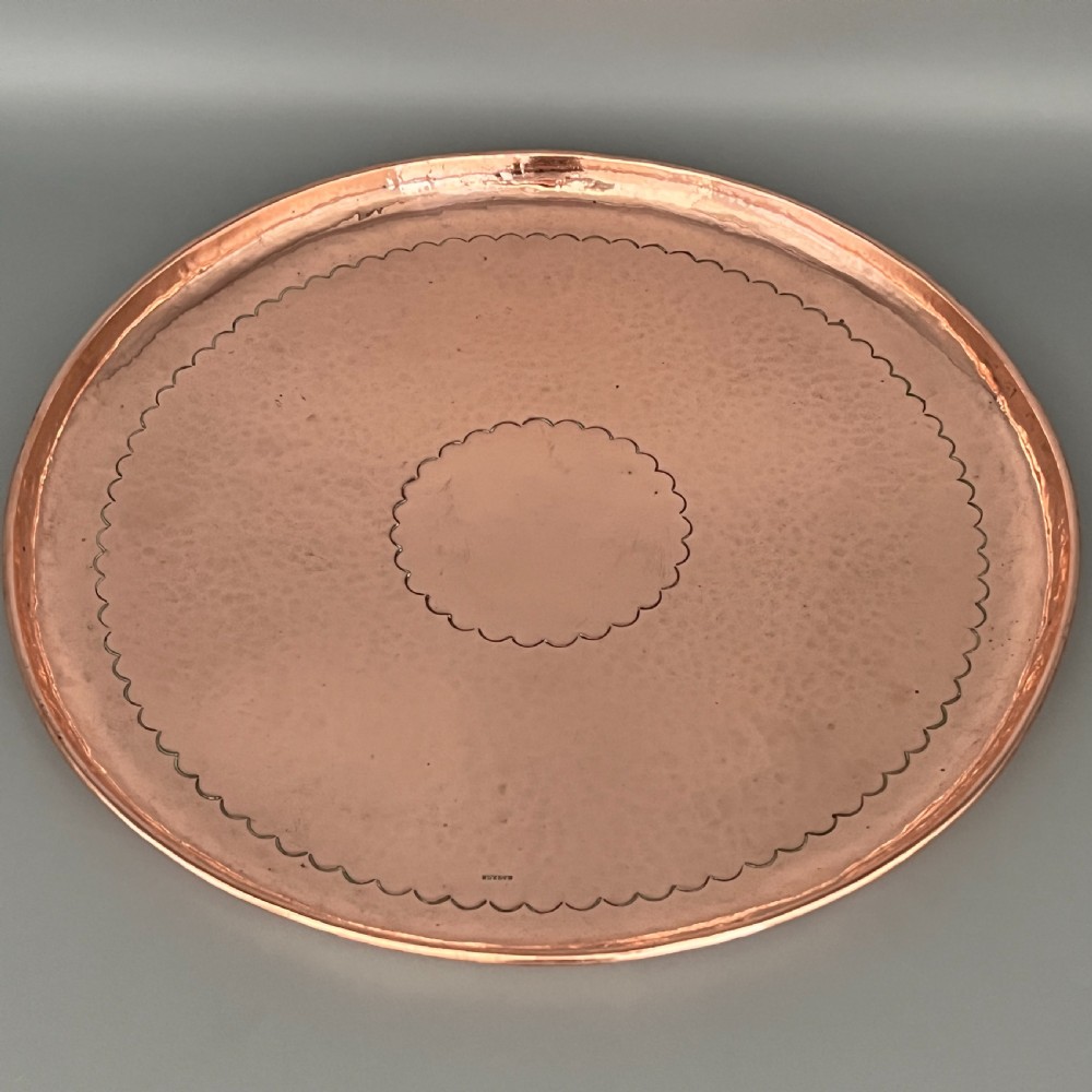 Newlyn Arts & Crafts Round Solid Copper Tray