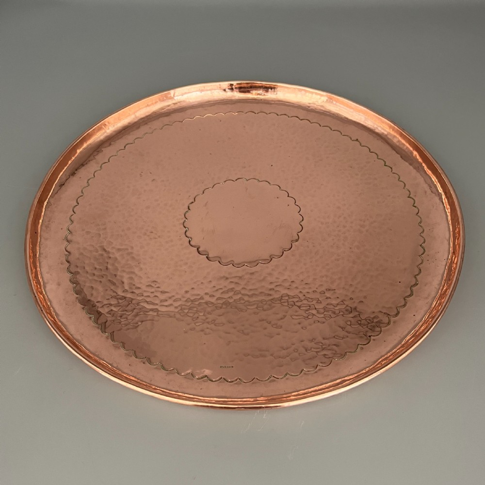 Newlyn Arts & Crafts Round Solid Copper Tray View IV