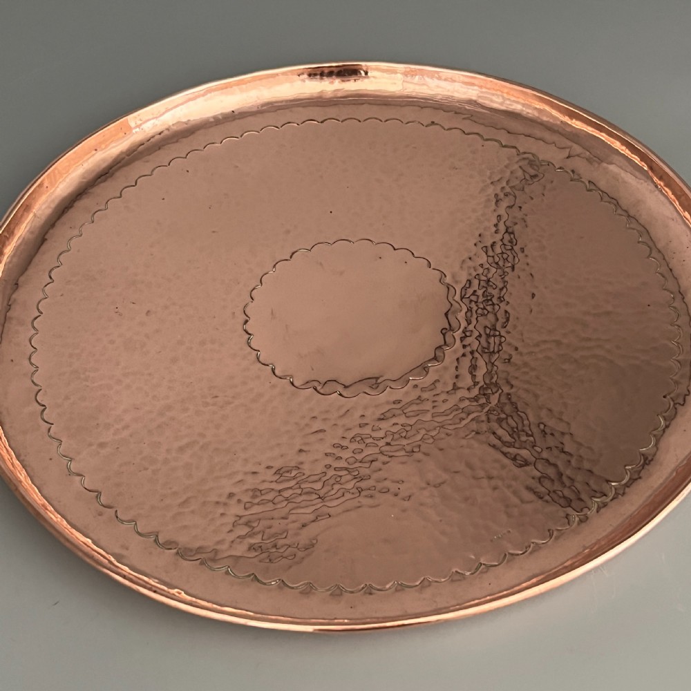 Newlyn Arts & Crafts Round Solid Copper Tray View VI