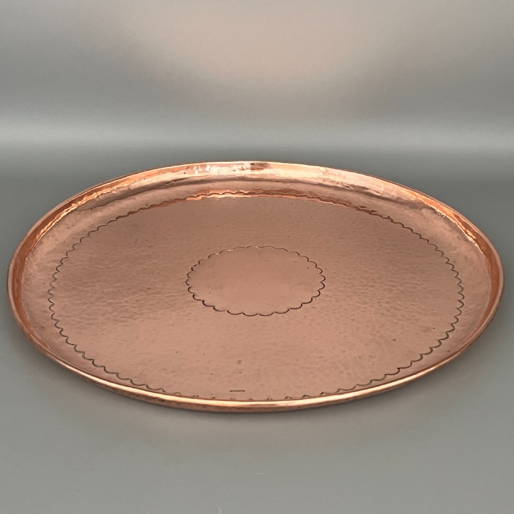 Newlyn Arts & Crafts Round Solid Copper Tray View VIII