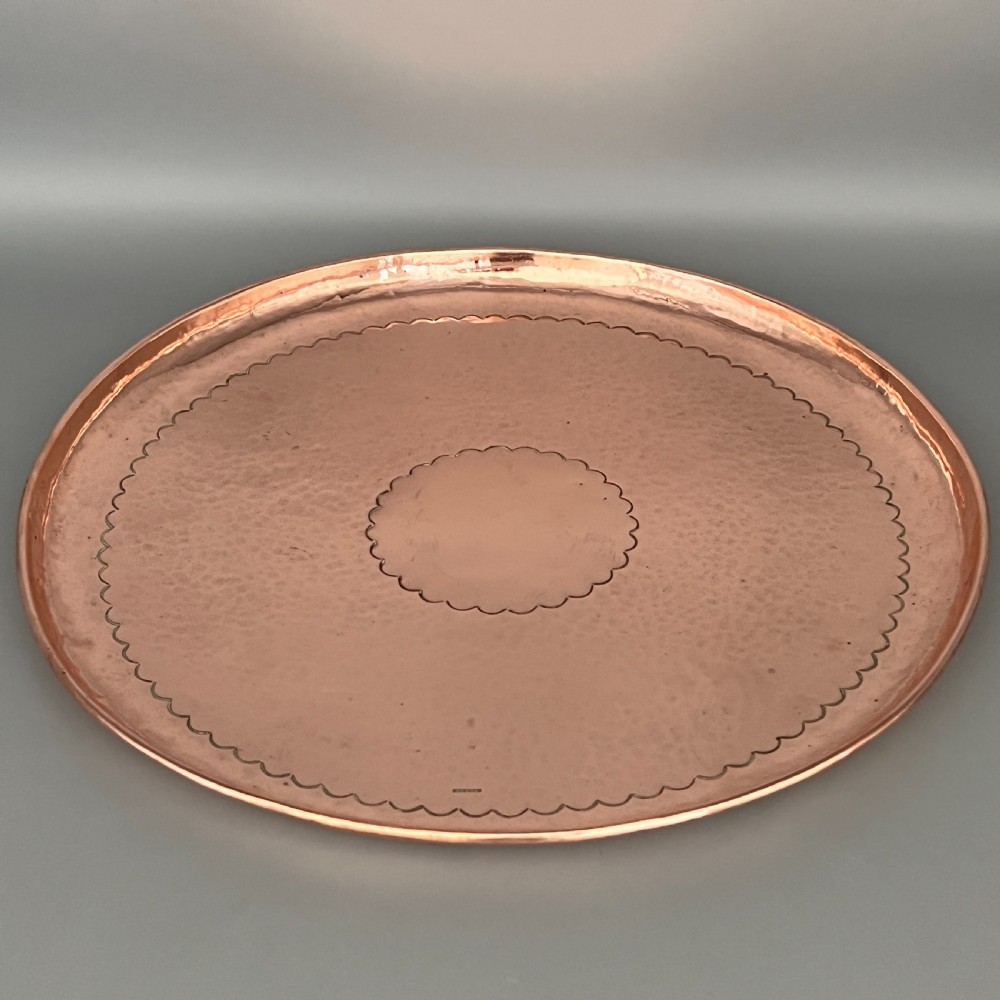 Newlyn Arts & Crafts Round Solid Copper Tray View IX