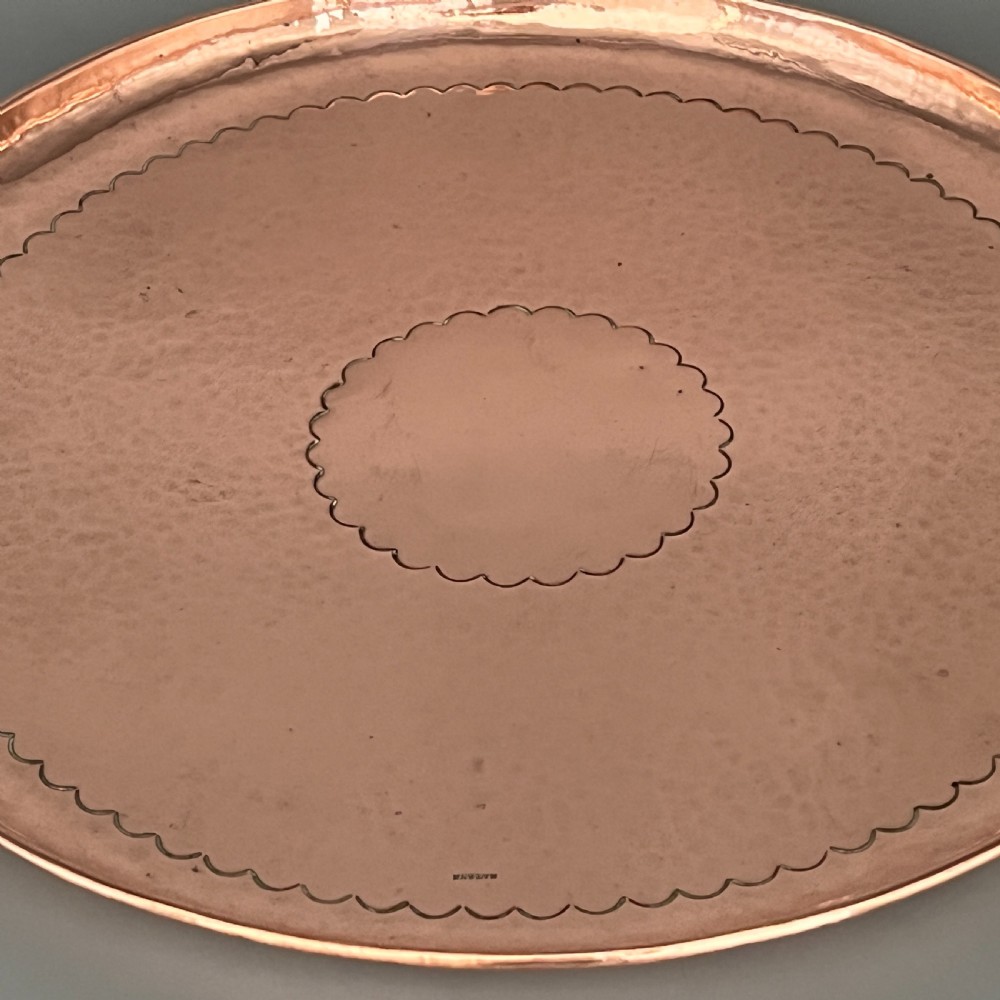 Newlyn Arts & Crafts Round Solid Copper Tray View X
