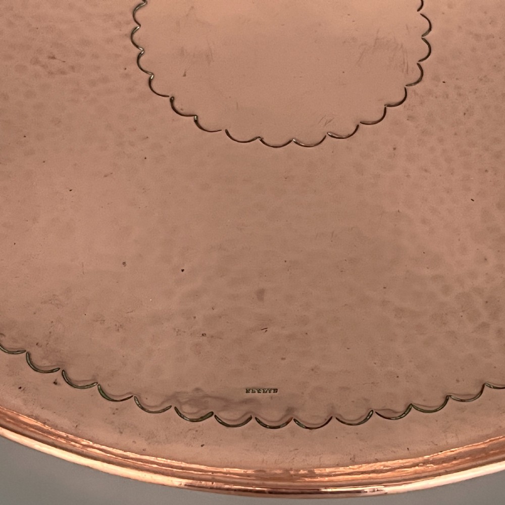 Newlyn Arts & Crafts Round Solid Copper Tray View XI
