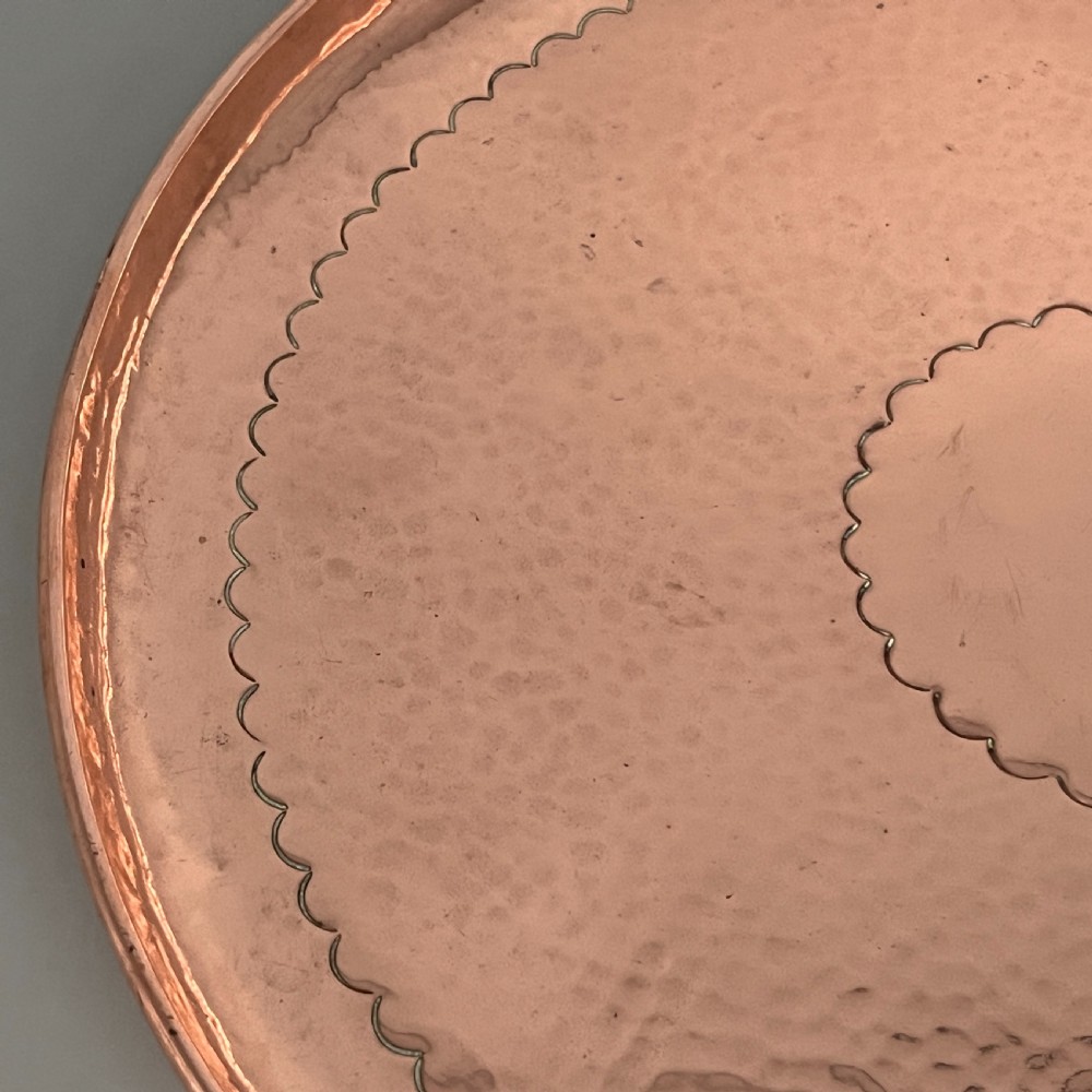 Newlyn Arts & Crafts Round Solid Copper Tray View XII