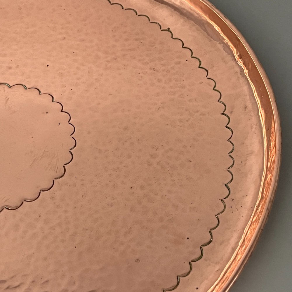 Newlyn Arts & Crafts Round Solid Copper Tray View XIV
