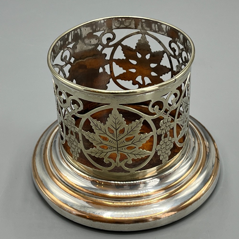 Pair Art Nouveau Silver Plated Wine Coasters Bottle Holders Syphon Stands View VII