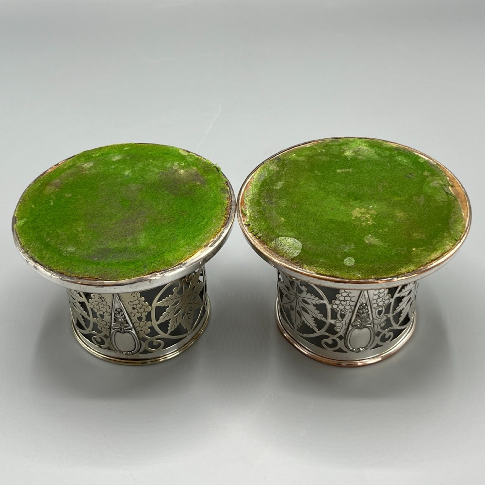 Pair Art Nouveau Silver Plated Wine Coasters Bottle Holders Syphon Stands View IX